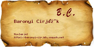 Baronyi Cirjék névjegykártya